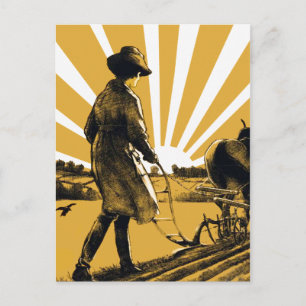 Vintage Plough Girl Postcard