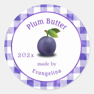 Vintage Plum Butter Personalised Canning Classic Round Sticker