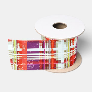 Vintage Plum Peach Grape Retro Plaid 2  Satin Ribbon