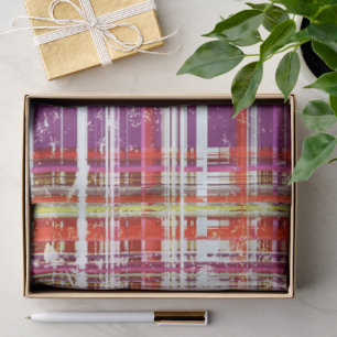 Vintage Plum Peach Grape Retro Plaid 2 Tissue Paper