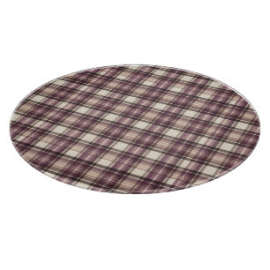 Vintage Plum Purple & Cream Tartan Plaid Cutting Board