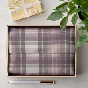 Vintage Plum Purple & Cream Tartan Plaid Tissue Paper