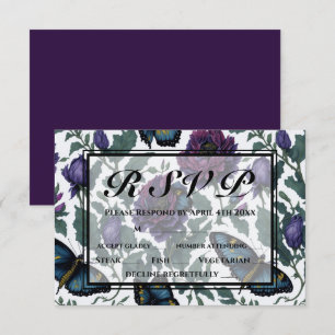 Vintage plum purple magenta floral butterfly RSVP