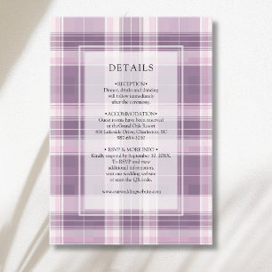 Vintage Plum Purple Plaid Country Wedding Details Enclosure Card