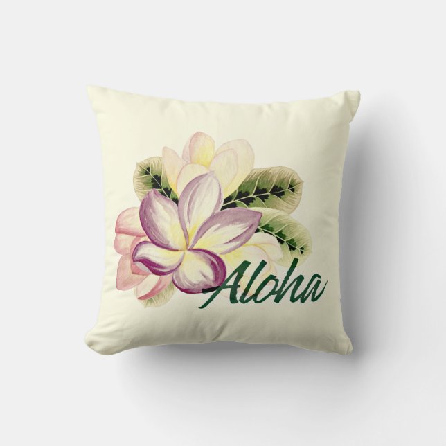 Vintage Plumeria Aloha Cushion (Front)