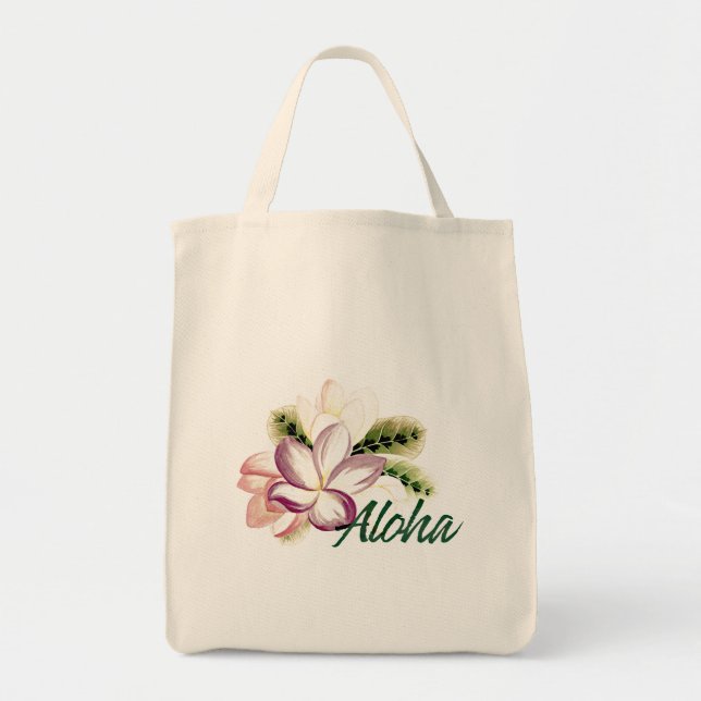 Vintage Plumeria Aloha   Tote Bag (Front)