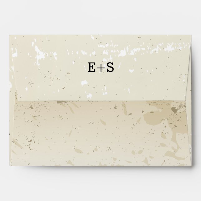 Vintage plumeria and ivy custom beige wedding envelopes (Back (Top Flap))