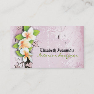 Vintage plumeria interior designer business card
