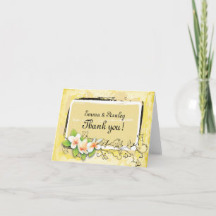Vintage plumeria ivy yellow white Thank You Card