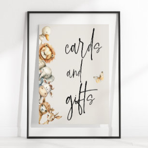 Vintage Plush Animals Baby Shower Cards Gifts Poster