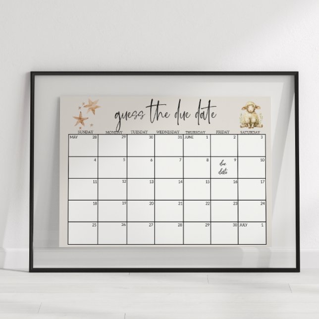 Vintage Plush Animals Baby Shower Guess Date Poster (Creator Uploaded)