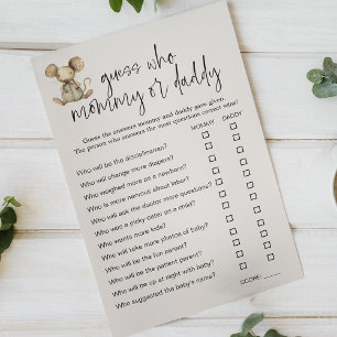 Vintage Plush Animals Baby Shower Mummy Daddy Game Flyer