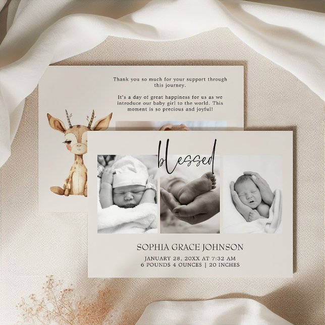 Vintage Plush Nursery Animals Baby Announcement (Creator Uploaded)