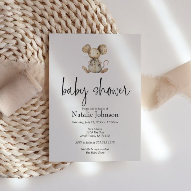 Vintage Plush Nursery Animals Baby Shower Invitation (Creator Uploaded)