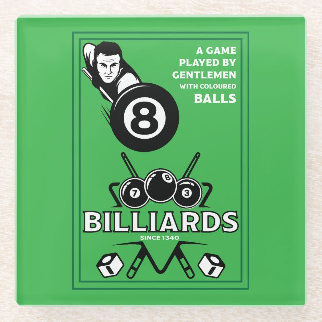 Vintage Pocket Billards Glass Coaster (Front)
