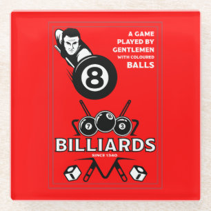 Vintage Pocket Billards Glass Coaster