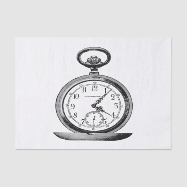 Vintage Pocket Watch Cool Fab Tissue Paper (Front)