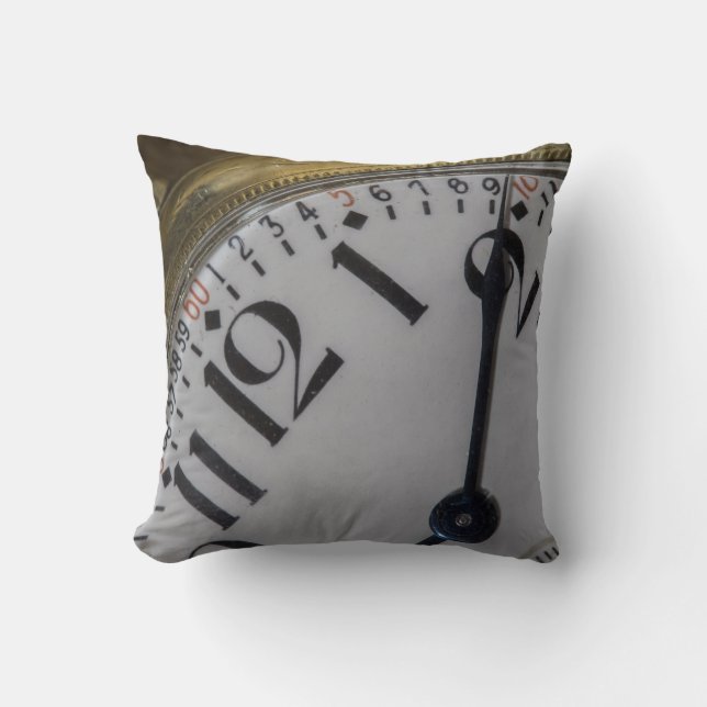 Vintage Pocket Watch Face Throw Pillow (Front)
