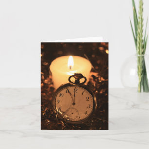 Vintage pocket watch holiday card