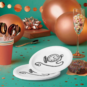 Vintage Pocket Watch Paper Plate