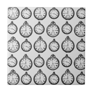Vintage Pocket Watches Pattern Ceramic Tile