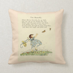 Vintage Poem "The Butterfly", Cushion