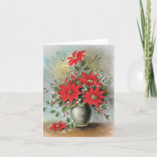 Vintage Poinsettia Christmas Card