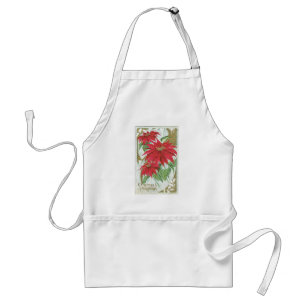 Vintage Poinsettia illustration. Standard Apron