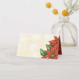 Vintage Poinsettia Place Card or Escort Card