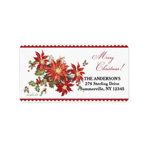 Vintage Poinsettias Return Address Label