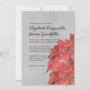 Vintage Poinsettias Wedding Invitations