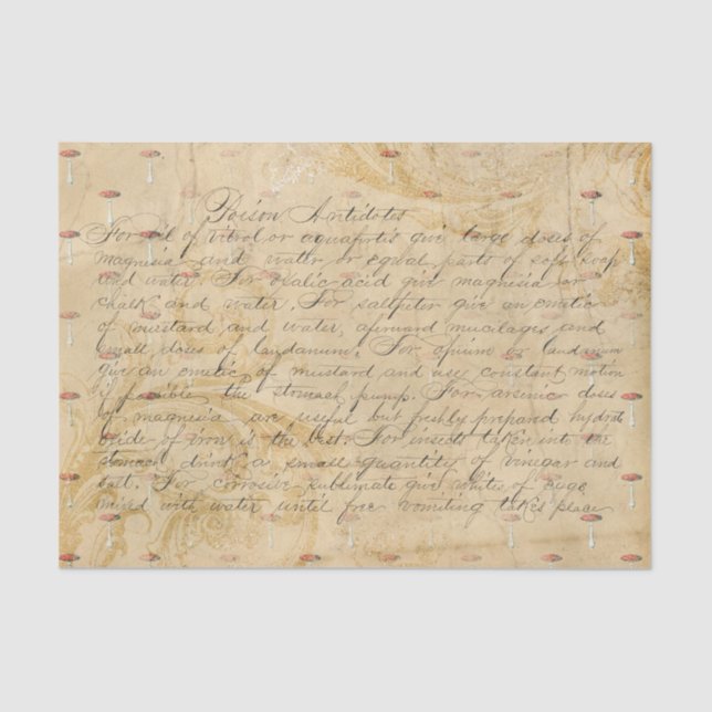 Vintage Poison Antidote Mushroom Tissue Paper (Front)