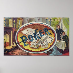 Vintage Poker Mens Smoking Room Gambling Poster