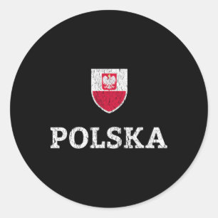 Vintage Poland Soccer Jersey Polish Polska Soccer Classic Round Sticker