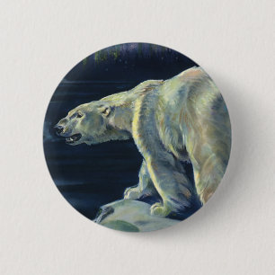 Vintage Polar Bear, Arctic Marine Life Animals 6 Cm Round Badge