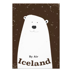 Vintage Polar Bear Iceland travel poster