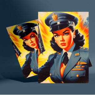 Vintage Police Woman Postcard