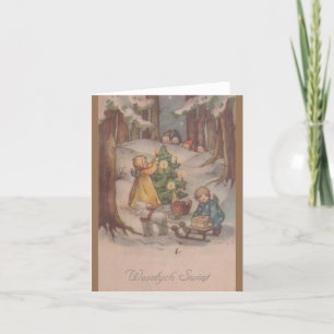Vintage Polish Christmas Wesołych Świąt Card
