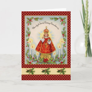 Vintage Polish Christmas with king & holly Holiday Card