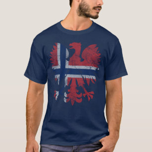 Vintage Polish Eagle Flag of Norway Heritage T-Shirt