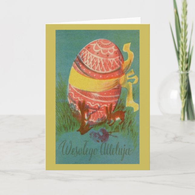 Vintage Polish Easter Greeting Card (Front)