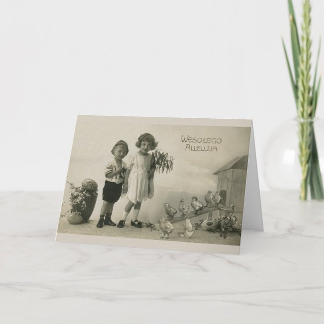 Vintage Polish Easter Greeting Card (Front)