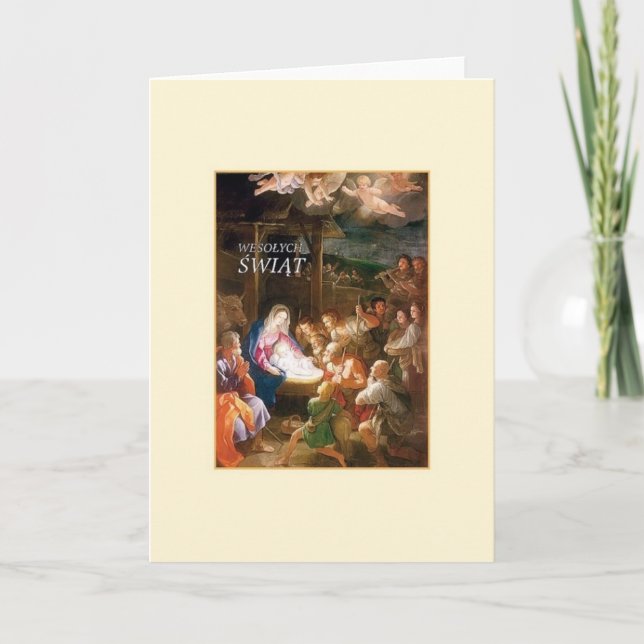 Vintage Polish Nativity Christmas Card (Front)