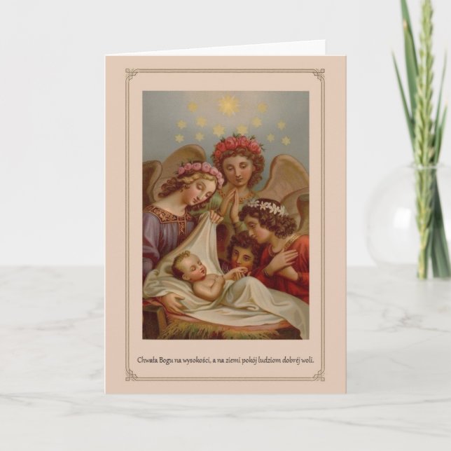 Vintage Polish Religious Christmas Card (Front)