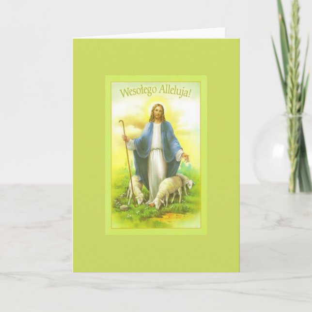 Vintage Polish Religious Easter Greeting Card (Front)