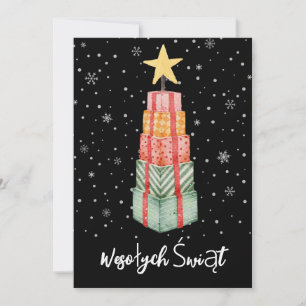 Vintage Polish Wesołych Świąt Christmas Card