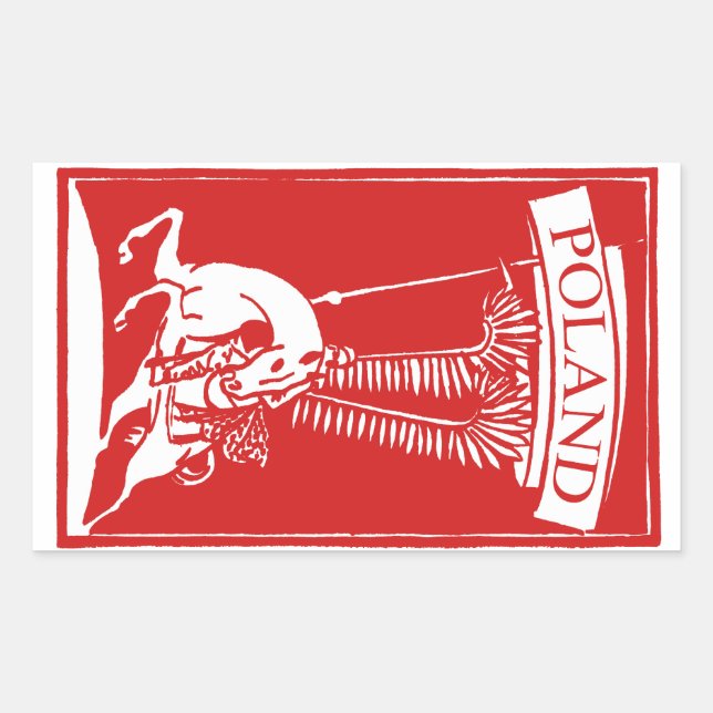 Vintage Polish Winged Hussar Rectangular Sticker (Front)