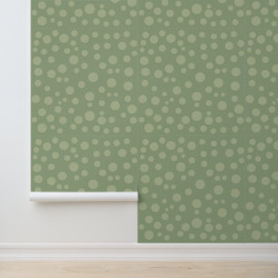 Vintage Polk Dots and Sage Green Textured Wallpaper