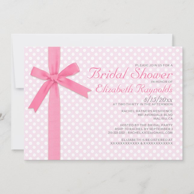 Vintage Polka Dot Bridal Shower Invitations (Front)