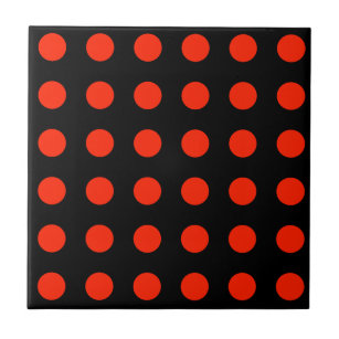 Vintage Polka Dots Black Red Color Retro Classical Ceramic Tile